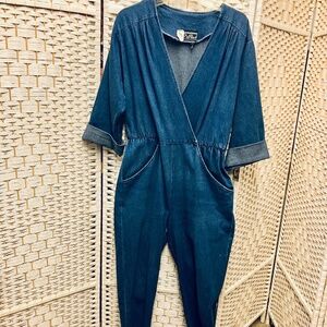 Vintage 1980 PVRich chambre denim jumpsuit  wrap front size 9